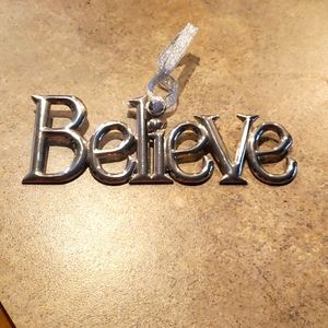 Believe silver ornament